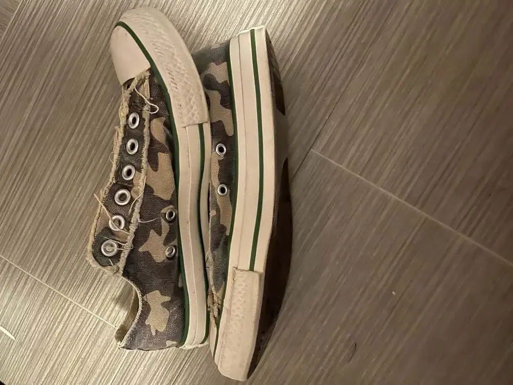 Converse All Star Camo Frayed Edge Slip-On Sneakers